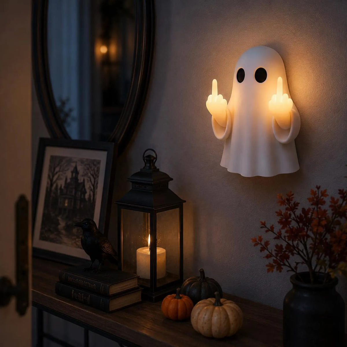 Halloween Ghost Middle Finger Glow Night Light