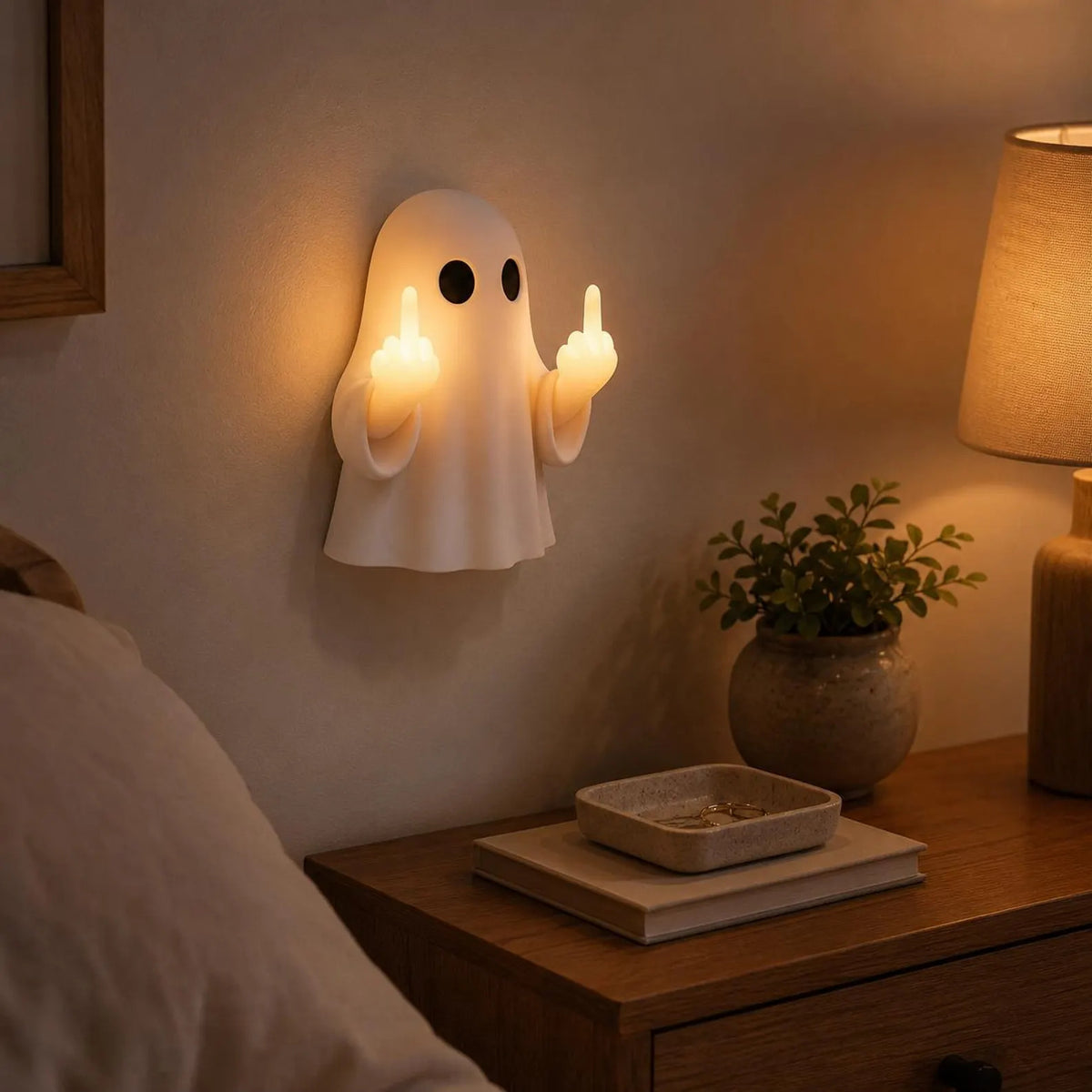 Halloween Ghost Middle Finger Glow Night Light
